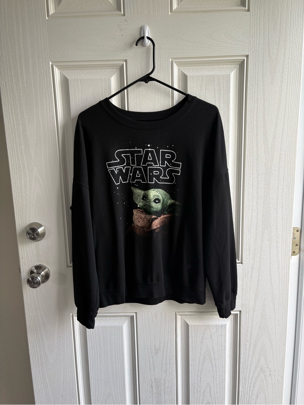 Star Wars Black Crewneck Sweatshirt with The Child Graphic